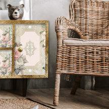 ヴィンテージパリピンク金ゴールドフローラフランスのXLデクページ