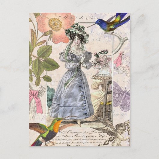 ヴィンテージパリファッションコラージュOh La! ポストカード (正面)