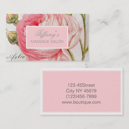 ヴィンテージパリファッションサロンガーリーピンクフローラ 名刺 (正面/裏面)