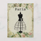 ヴィンテージパリファッションドレス型枠 ポストカード (正面)