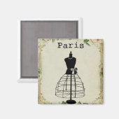 ヴィンテージパリファッションドレス型枠 マグネット (正面/裏面)