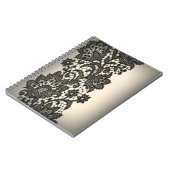 ヴィンテージパリファッションフローラルパターンブラックレース ノートブック (左側)