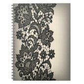 ヴィンテージパリファッションフローラルパターンブラックレース ノートブック (正面)