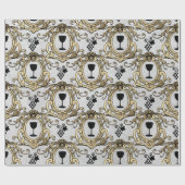 ヴィンテージパリフェイク金ゴールドワインをテーマにした ラッピングペーパー (フラット)