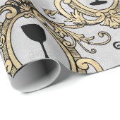 ヴィンテージパリフェイク金ゴールドワインをテーマにした ラッピングペーパー (ロールコーナー)