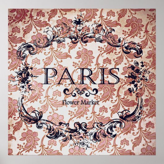 ヴィンテージパリフラワーマーケットサイン ポスター (正面)