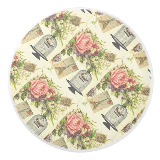 ヴィンテージパリフランスのテーマセラミックノブ セラミックノブ (正面)