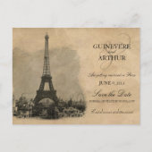 ヴィンテージパリフランスウェディング日付を保存 案内ポストカード (正面)