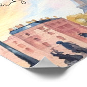 ヴィンテージパリフランスエッフェルタワーウォーターカラーアート ポスター (角)