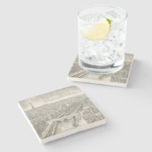 ヴィンテージパリフランスエッフェルタワーシティスケープ ストーンコースター (横)