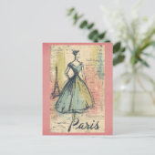 ヴィンテージパリフランスエッフェルタワーフランスのファッション ポストカード (スタンド正面)