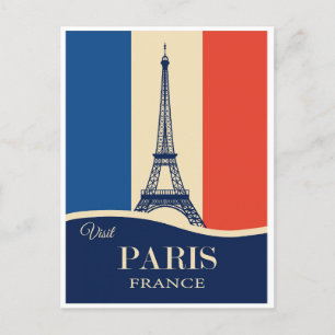 ヴィンテージパリフランスエッフェルタワーフランスの国旗 ポストカード
