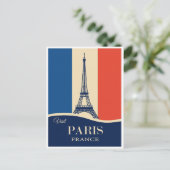 ヴィンテージパリフランスエッフェルタワーフランスの国旗 ポストカード (スタンド正面)