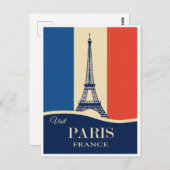 ヴィンテージパリフランスエッフェルタワーフランスの国旗 ポストカード (正面/裏面)