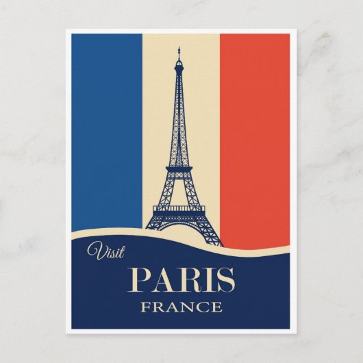 ヴィンテージパリフランスエッフェルタワーフランスの国旗 ポストカード (正面)