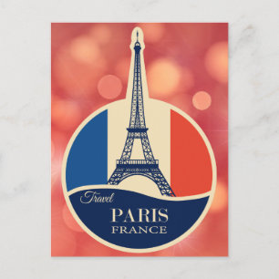 ヴィンテージパリフランスエッフェルタワーフランスの国旗 ポストカード