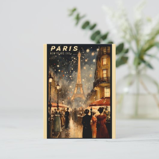 ヴィンテージパリフランスエッフェルタワー大晦日 ポストカード (スタンド正面)