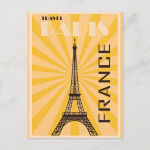 ヴィンテージパリフランスエッフェルタワー旅行ポスター ポストカード