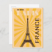 ヴィンテージパリフランスエッフェルタワー旅行ポスター ポストカード (正面/裏面)