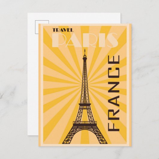 ヴィンテージパリフランスエッフェルタワー旅行ポスター ポストカード (正面/裏面)