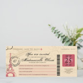 ヴィンテージパリフランスバースデーパーティーボーディングパス 招待状 (スタンド正面)