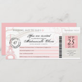 ヴィンテージパリフランスバースデーパーティーボーディングパス 招待状 (正面/裏面)