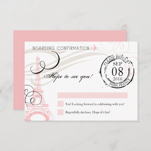 ヴィンテージパリフランスバースデーパーティーRSVP 出欠カード (正面/裏面)