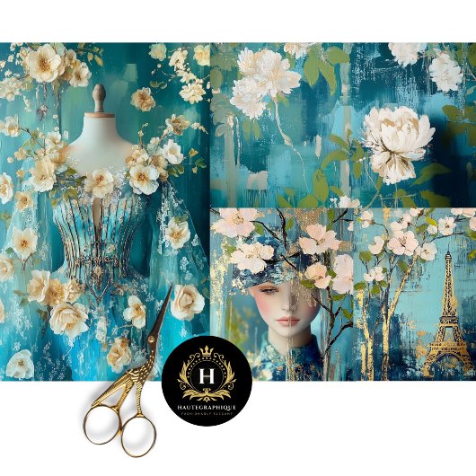 ヴィンテージパリフランスファッションコラージュデクページ 薄葉紙