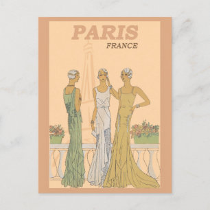 ヴィンテージパリフランスフランスの女性ファッション ポストカード