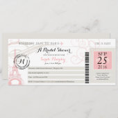 ヴィンテージパリフランスブライダルシャワーボーディングパス 招待状 (正面/裏面)