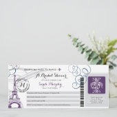 ヴィンテージパリフランスブライダルシャワーボーディングパス 招待状 (スタンド正面)