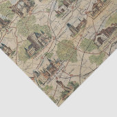 ヴィンテージパリフランスマップティッシュペーパーまたはデクページ 薄葉紙 (詳細)