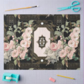 ヴィンテージパリブラック金ゴールドフローラエフェメラデクページ 薄葉紙 (クラフト)