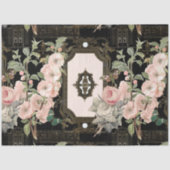 ヴィンテージパリブラック金ゴールドフローラエフェメラデクページ 薄葉紙 (正面)