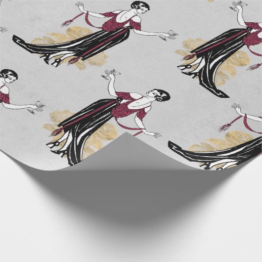 ヴィンテージパリブルゴーニュとフェイク金ゴールドワインをテーマにした ラッピングペーパー (角)