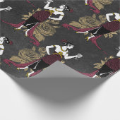 ヴィンテージパリブルゴーニュとフェイク金ゴールドワインアールデコ ラッピングペーパー (角)