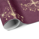 ヴィンテージパリブルゴーニュと金ゴールドシャンデリア ラッピングペーパー (ロールコーナー)