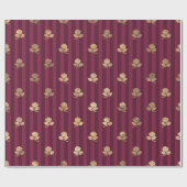 ヴィンテージパリブルゴーニュと金ゴールドバラパターン ラッピングペーパー (フラット)