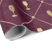 ヴィンテージパリブルゴーニュと金ゴールドワグランジイン ラッピングペーパー (ロールコーナー)