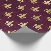 ヴィンテージパリブルゴーニュと金ゴールドワグランジイン ラッピングペーパー (角)