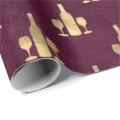 ヴィンテージパリブルゴーニュと金ゴールドワグランジイン ラッピングペーパー (ロールコーナー)