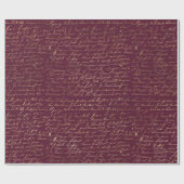 ヴィンテージパリブルゴーニュと金ゴールド書道 ラッピングペーパー (フラット)