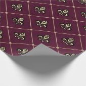 ヴィンテージパリブルゴーニュと金ゴールド（紋章の）フラ・ダ・リ ラッピングペーパー (角)