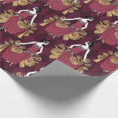 ヴィンテージパリブルゴーニュレッドと金ゴールドアールデコ ラッピングペーパー (角)