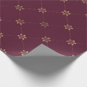 ヴィンテージパリブルゴーニュレッドと金ゴールドフローラ ラッピングペーパー (角)
