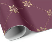 ヴィンテージパリブルゴーニュレッドと金ゴールドフローラ ラッピングペーパー (ロールコーナー)