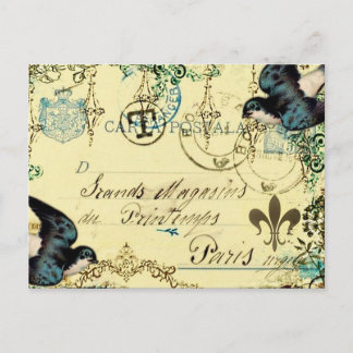 ヴィンテージパリブルーバードポストカード ポストカード