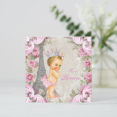 ヴィンテージパリブロンドプリンセスフローラベビーシャワー 招待状 (スタンド正面)