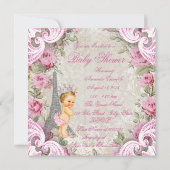 ヴィンテージパリブロンドプリンセスフローラベビーシャワー 招待状 (裏面)