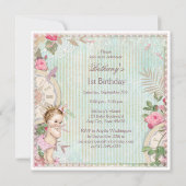 ヴィンテージパリプリンセスシャビーシック1st誕生日 招待状 (裏面)